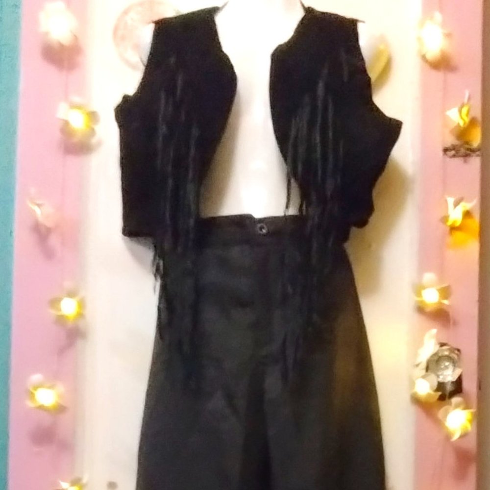 Rhinestone Cowgirl Costume (XXL) Fringed Vest and Sequin Trimmed Pants Set